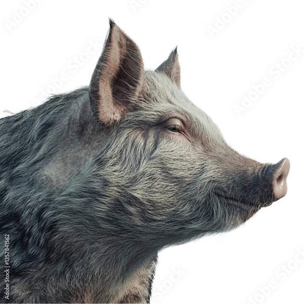 Fototapeta Serene Pig Profile Gentle Gaze Peaceful Animal Portrait