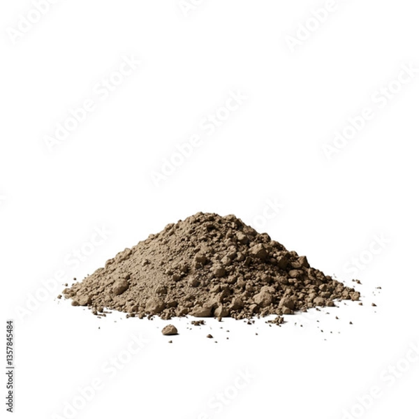 Fototapeta A mound of earthy brown soil sits on a white background a simple earthy image