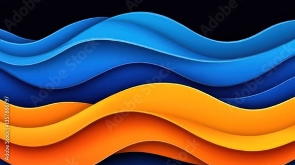 Fototapeta Abstract Blue And Orange Wave Pattern Design