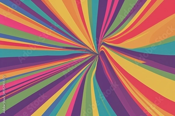 Fototapeta Vintage Rainbow Abstract Art with Funky Geometric Patterns for 70s Inspired Home Decor