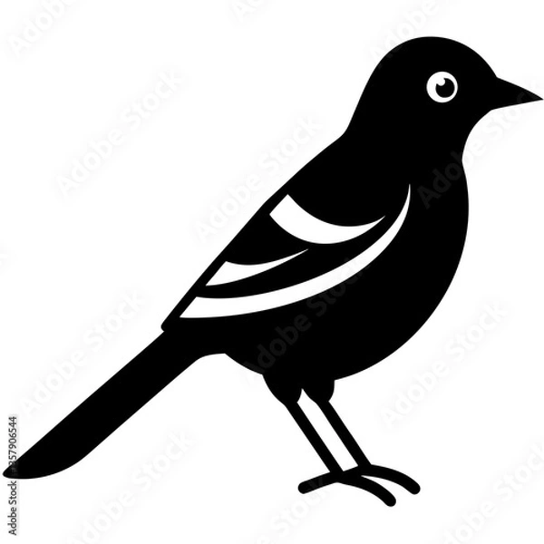 Fototapeta blue jay bird black silhouette vector, Simple silhouette Design vector icon with white background. Wild bird