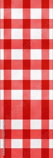 Fototapeta A close-up shot of a traditional red and white checkered tablecloth, often used for outdoor or rustic themed events