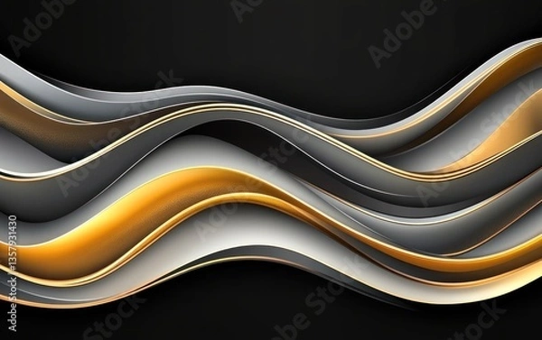 Obraz Abstract Gold and Grey Wave Design