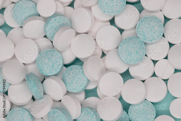 Obraz Medical background blue and white pills, health care and nutritional supplements