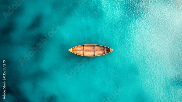 Obraz Top View of Rowboat on Ocean with Isolated White Background