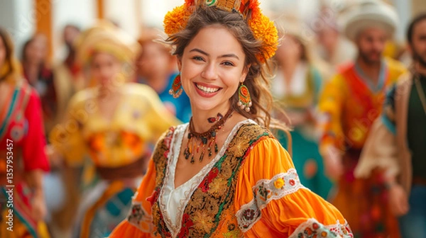 Obraz Diverse Group of People from Different Cultures Having Fun Together