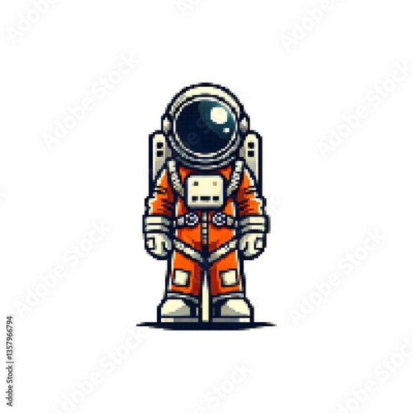 Fototapeta Astronaut pixel icon. Man in spacesuit icon vector. Space suit icon vector. Pixel space retro suit logo. Astronaut logo vector. Space logo. Space flight.