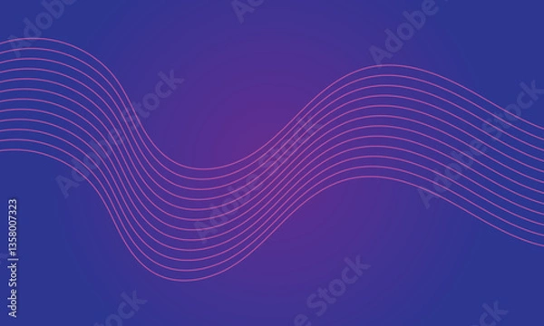 Fototapeta Abstract pink wave gradient with glowing lines on dark background. Wavy curve mix.