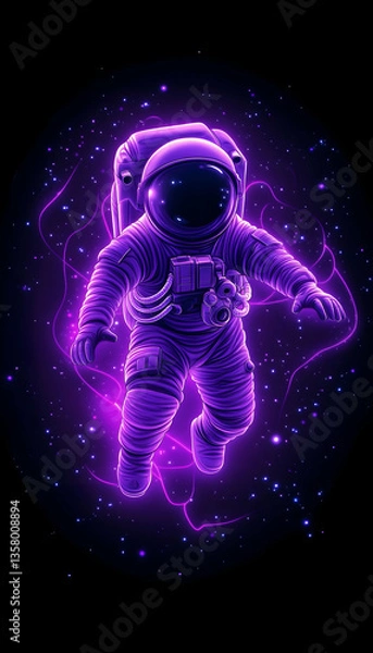 Obraz Glowing purple astronaut in space, surrounded by cosmic energy
