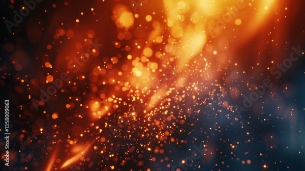 Fototapeta Abstract Sparkly Bokeh Background, Festive Orange Glitter Texture Overlay For Graphic Design And Party Invitations