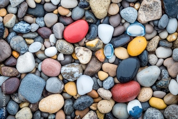 Fototapeta Colorful stones and pebbles texture background