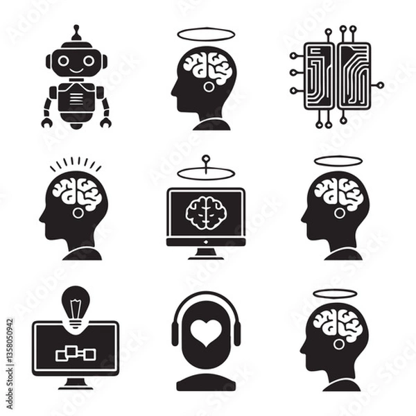 Obraz Creative black and white icon bundle