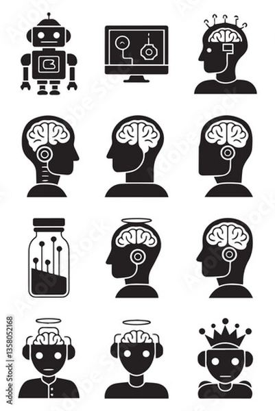 Obraz Creative black and white icon bundle