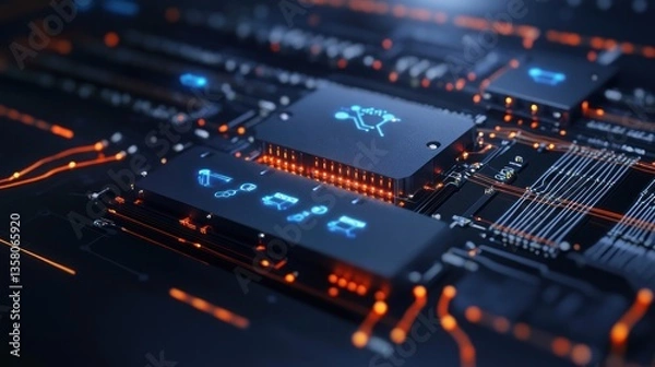 Fototapeta Advanced Technology Circuit Board: Innovation in Digital  Architecture