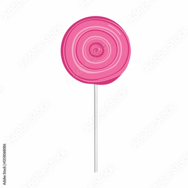 Obraz Pink Swirl Lollipop on Stick, Vector Image