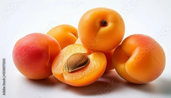 Fototapeta apricots on white background