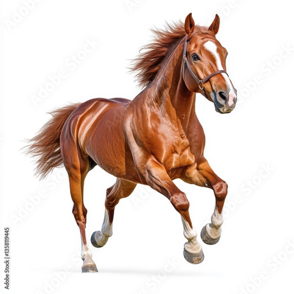 Fototapeta A stunning collection of horses, showcasing their grace and beauty against a pure white background. Perfect for tranquil imagery.