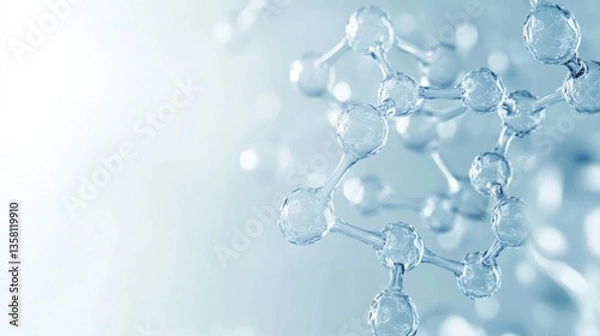 Fototapeta Abstract 3D Rendering of Blue Molecules on a Light Blue Background