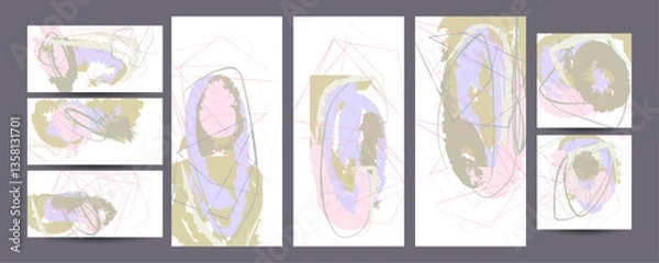 Fototapeta Poster design Japanese style templates set invitations to lines abstract background for book cover texture brochure