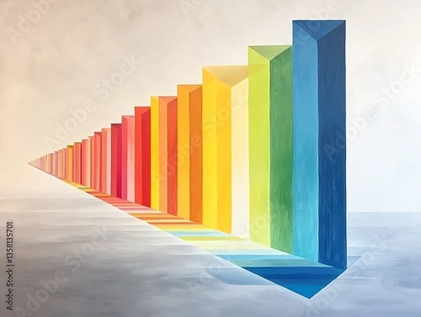 Fototapeta Rainbow Cityscape Mural for Abstract Growth.