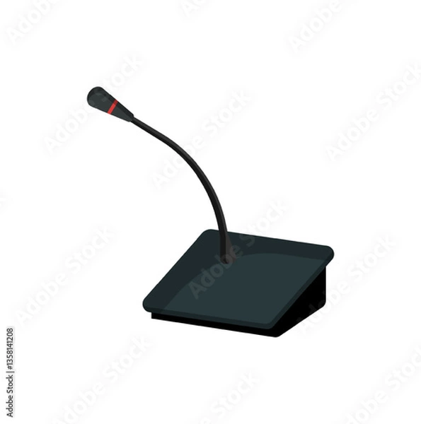 Obraz Vector illustration of a black table microphone with a flexible arm.