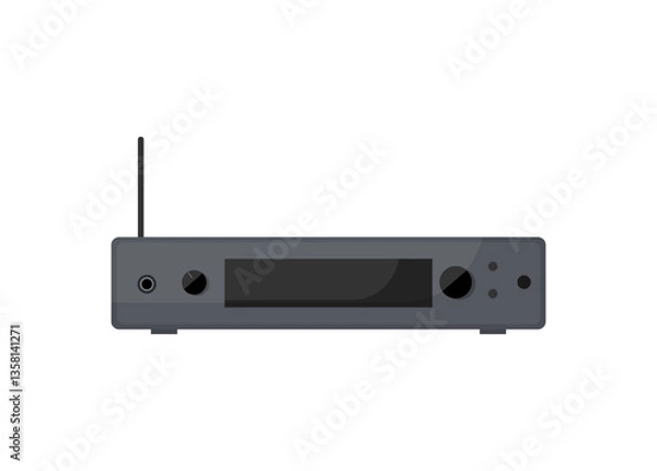 Obraz Vector illustration of a gray wireless receiver with an antenna.