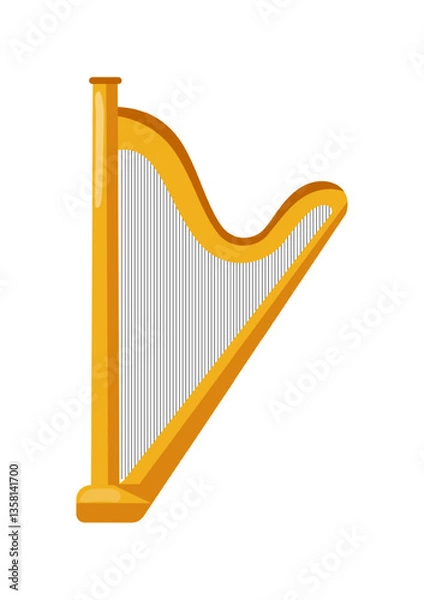 Fototapeta Vector illustration of a gold harp.