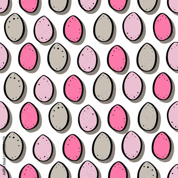 Fototapeta Colorful easter eggs in horizontal rows spring season holiday vector seamless pattern isolated on white background