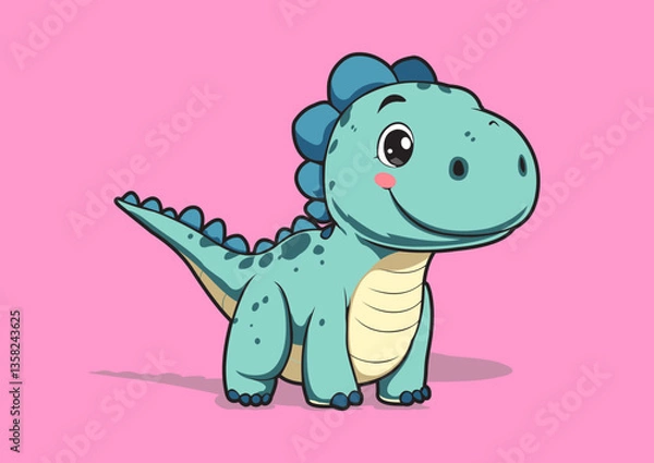 Fototapeta Adorable Cartoon Dinosaurs with Funny Expressions and Bright Colors