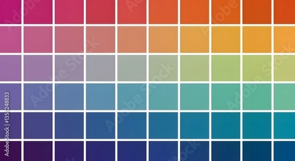 Fototapeta Gradient Harmony: A Spectrum of Colors in a Grid Pattern Presentation