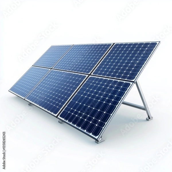 Fototapeta Two solar panels isolated on a white background, with no shadows or reflections