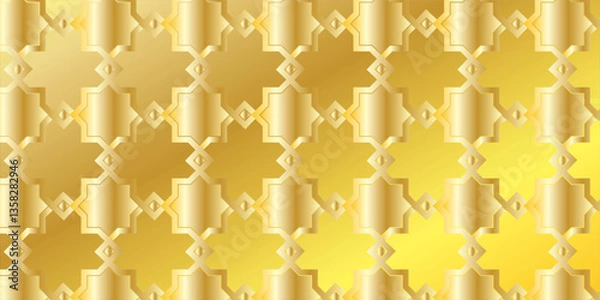 Obraz Arabic pattern background. Islamic gold ornament vector. Geometric 3d shape.
