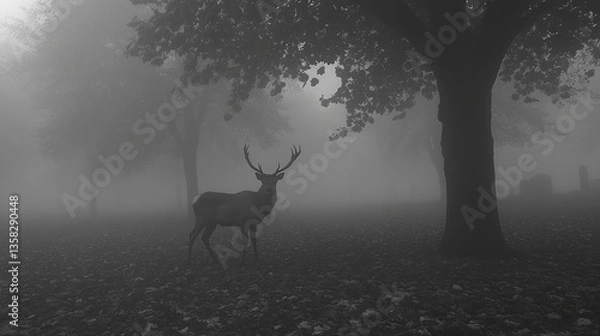 Obraz Misty forest deer