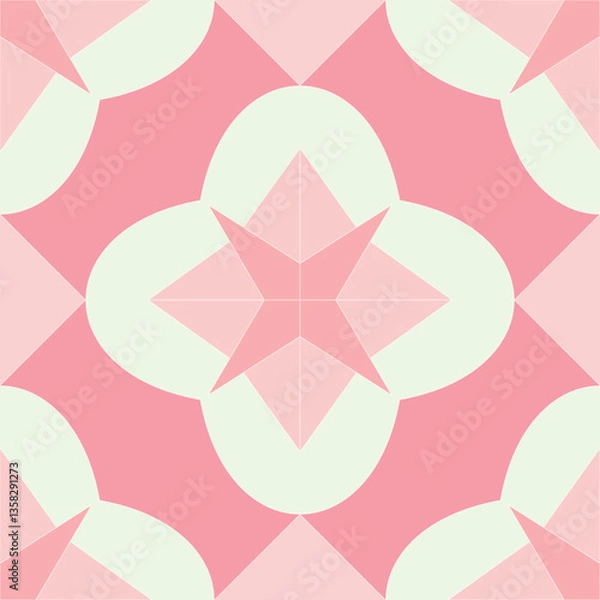 Fototapeta Geometric Cement Tile Vector Seamless Pattern Digital Paper – Vintage Mosaic Inspired Tiling Design for Backgrounds, Textiles, Scrapbooking, and Interior Decor