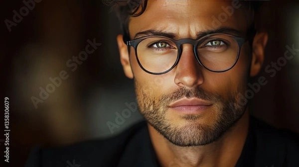 Obraz Portrait of a Handsome Man with Glasses