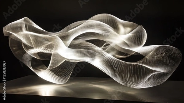 Obraz Ethereal Light Sculpture Emphasizing Fluid Form and Dynamic Movement in Contemporary Art Display