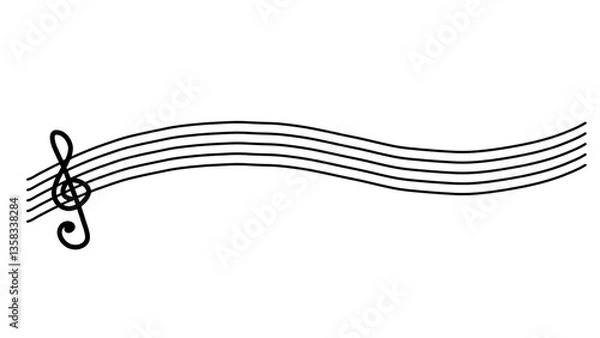 Obraz カラフル五線譜のかわいい音符のイラスト