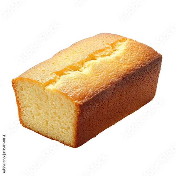Fototapeta Classic Pound Cake Loaf with Delicate Crumb Isolated on Transparent Background