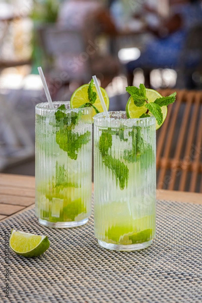 Obraz Two Mojitos wiith sugar rim and fresh mint