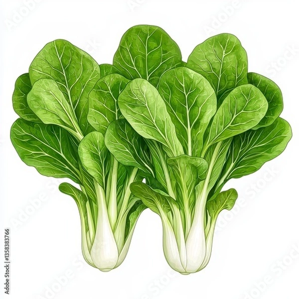 Obraz Two Bunches of Fresh Green Bok Choy Isolated on White