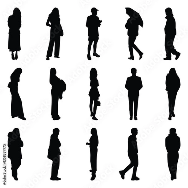 Obraz Vector collection set of individual people silhouettes.