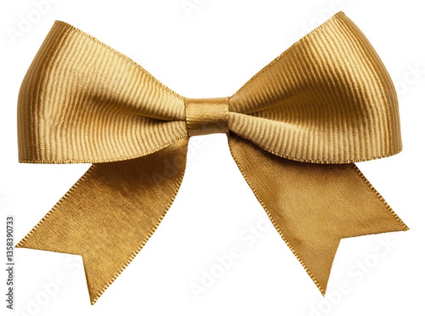 Fototapeta Elegant golden ribbon bow suited for accessories or gifts isolated on transparent background.