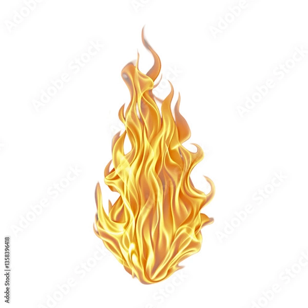 Fototapeta Realistic Flame Isolated on White Background