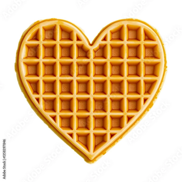 Obraz Heart-Shaped Waffle Isolated on White Background