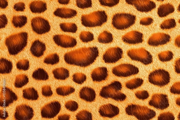 Obraz Seamless pattern of classic leopard spots in warm orange and brown hues with textured fur-like effect for design