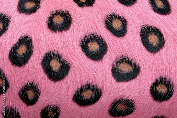 Obraz Close-up of Vibrant Pink and Black Leopard Print in Plush Furry Texture Captu Wild Elegance and Style in Textiles