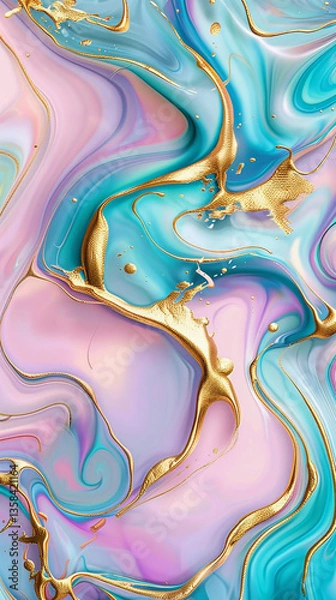 Obraz A mesmerizing abstract composition featuring fluid, liquid-like forms that create stunning marbled patterns. Ideal for use in digital artwork, wallpapers, packaging, and creative projects.