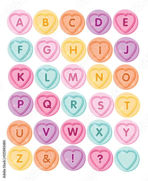 Fototapeta candy sweet heart messages to make using the alphabet
