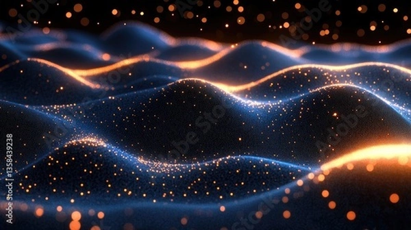 Obraz Glowing particles wave abstract background