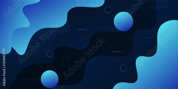 Fototapeta Abstract blue wave 3D background. Wave pattern with circle line concept. Vector Eps10